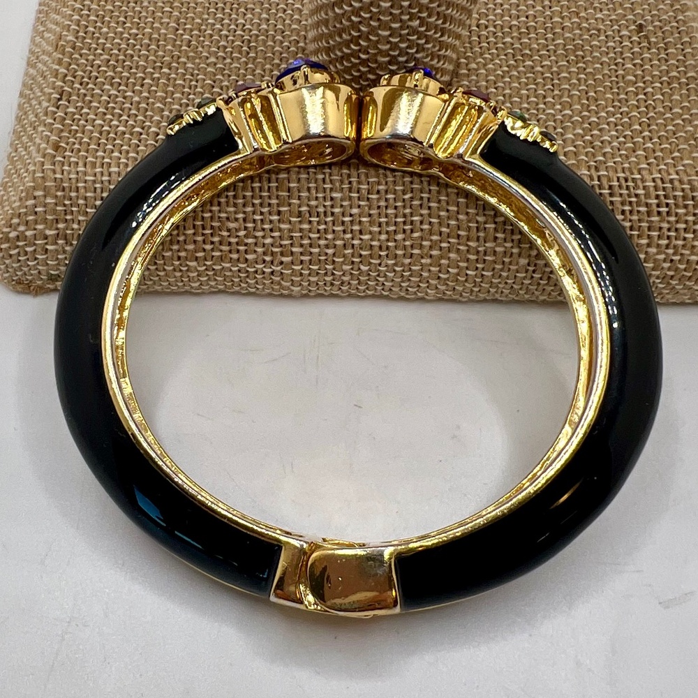 Talbots Jeweled Black Enamel Clamper Bracelet - Picture 3 of 6